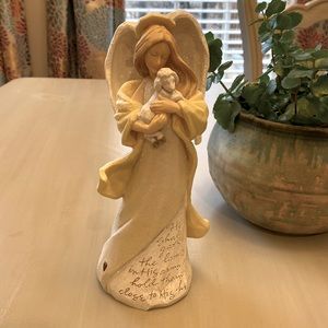 FOUNDATIONS by Karen Hahn Angel with lamb figurine with Isaiah 40:11 verse 9”H